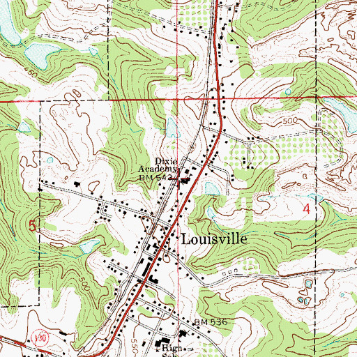 Topographic Map of Dixie Academy, AL