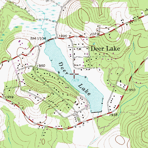 Topographic Map of Deer Lake, PA