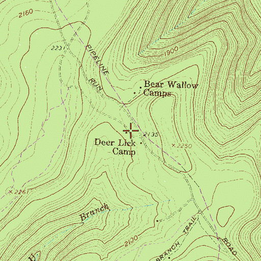Topographic Map of Deer Lick Camp, PA