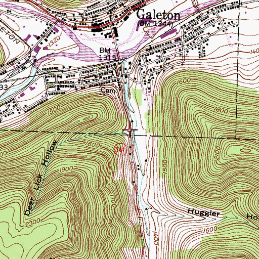 Topographic Map of Deer Lick Hollow, PA