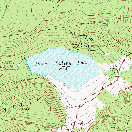 Topographic Map of Deer Valley Lake, PA