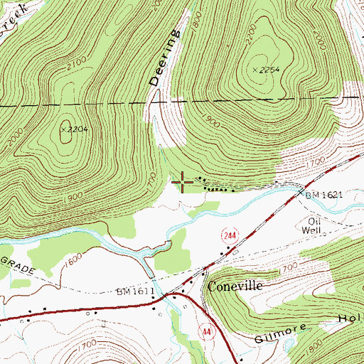 Topographic Map of Deering Hollow, PA