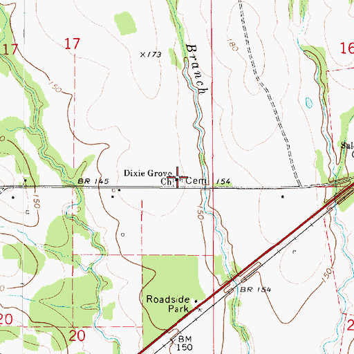 Topographic Map of Dixie Grove Church, AL