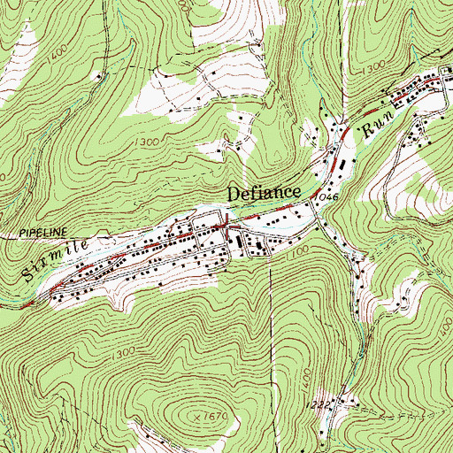 Topographic Map of Defiance, PA