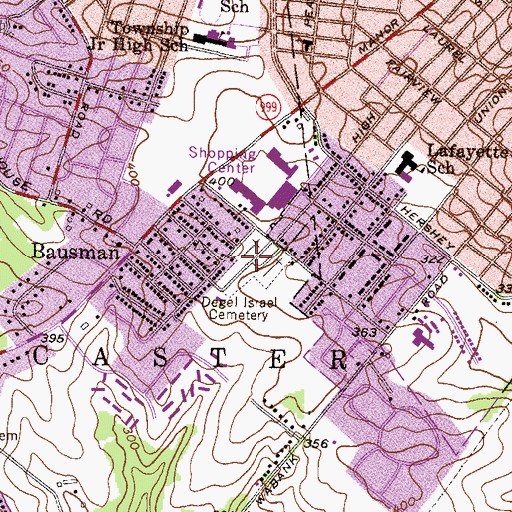 Topographic Map of Degel Israel Cemetery, PA