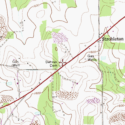 Topographic Map of Dehner Cemetery, PA