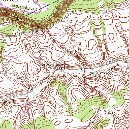 Topographic Map of Deibert School, PA