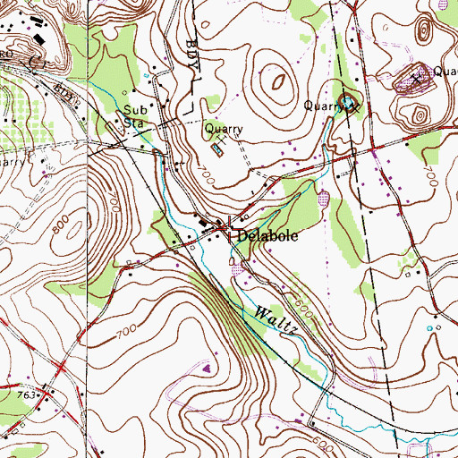 Topographic Map of Delabole, PA