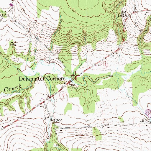 Topographic Map of Delamater Corners, PA