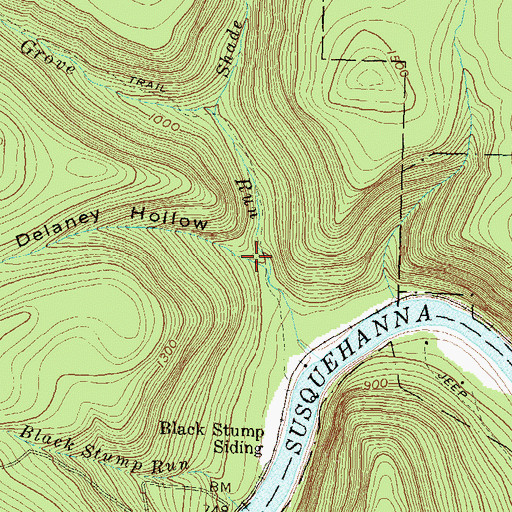Topographic Map of Delaney Hollow, PA