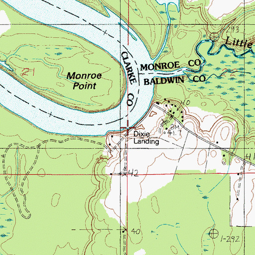 Topographic Map of Dixie Landing, AL