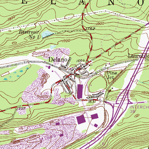 Topographic Map of Delano, PA