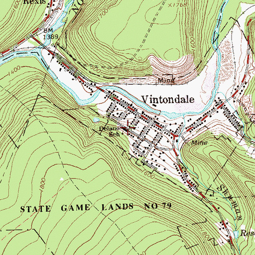 Topographic Map of Delano School, PA