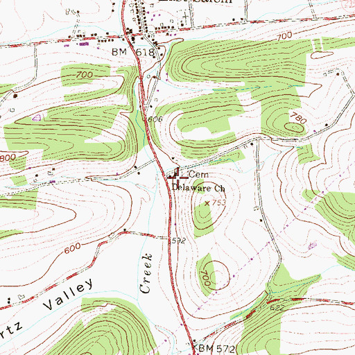 Topographic Map of Delaware Church, PA