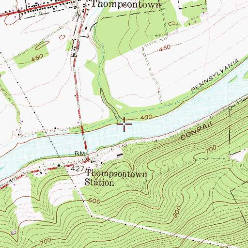 Topographic Map of Delaware Creek, PA