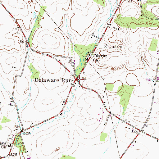 Topographic Map of Delaware Run, PA