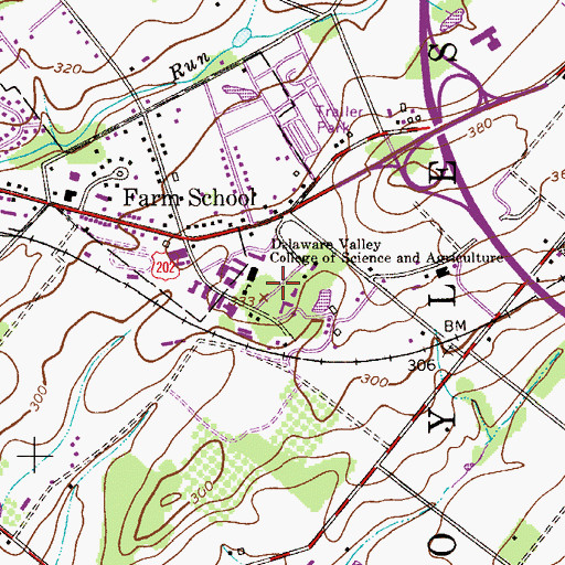 Topographic Map of Delaware Valley College, PA