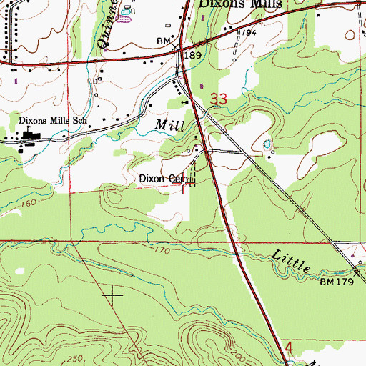 Topographic Map of Dixon Cemetery, AL