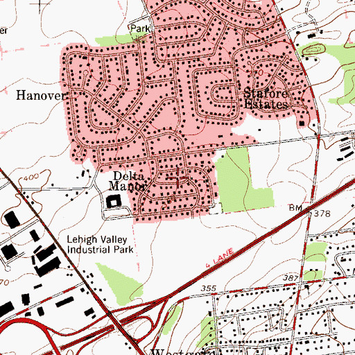 Topographic Map of Delta Manor, PA