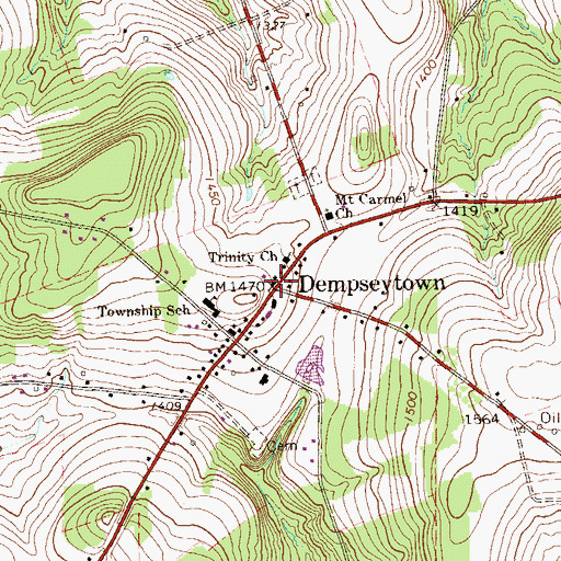 Topographic Map of Dempseytown, PA