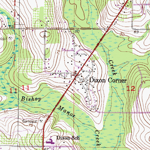 Topographic Map of Dixon Corner, AL