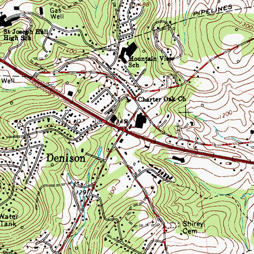 Topographic Map of Denison, PA