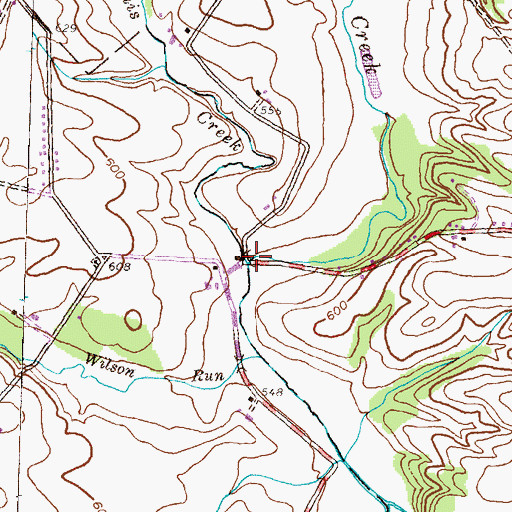 Topographic Map of Dennis Creek, PA
