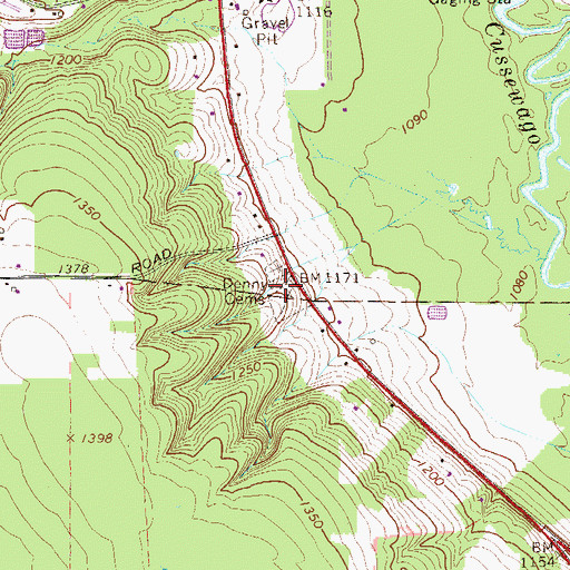 Topographic Map of Denny Cemetery, PA
