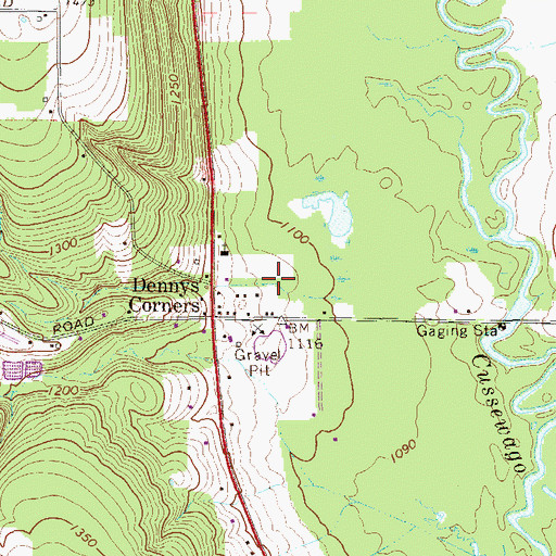 Topographic Map of Dennys Corners, PA