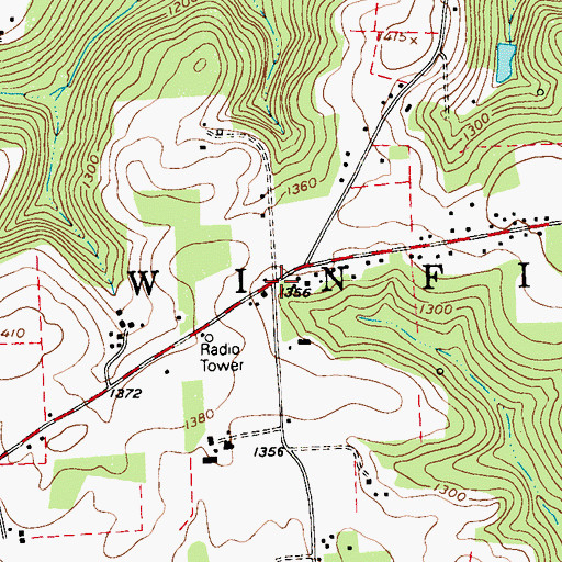 Topographic Map of Dennys Mills, PA