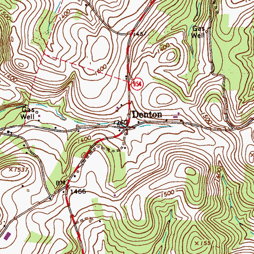 Topographic Map of Denton, PA