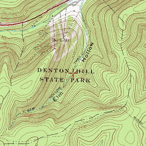 Topographic Map of Denton Hill State Park, PA