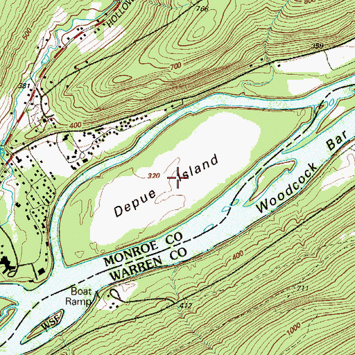 Topographic Map of Depue Island, PA