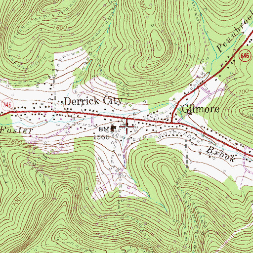 Topographic Map of Derrick City, PA