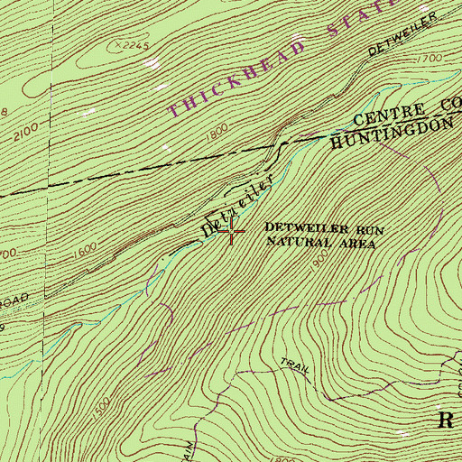 Topographic Map of Detweiler Run Natural Area, PA