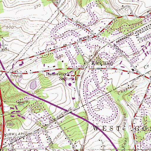 Topographic Map of Devereux School, PA
