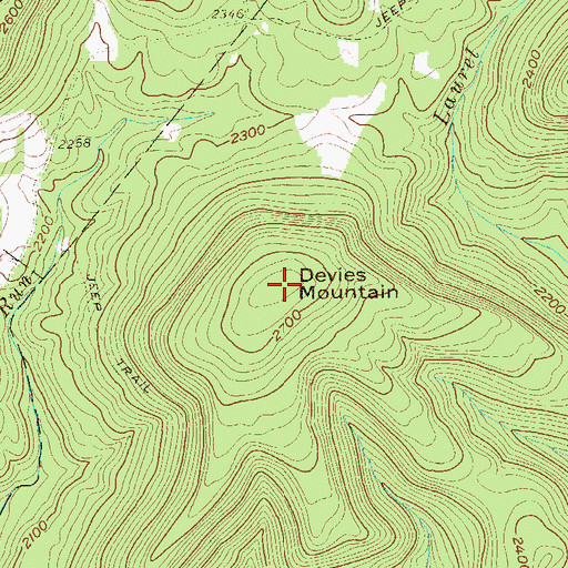 Topographic Map of Devies Mountain, PA