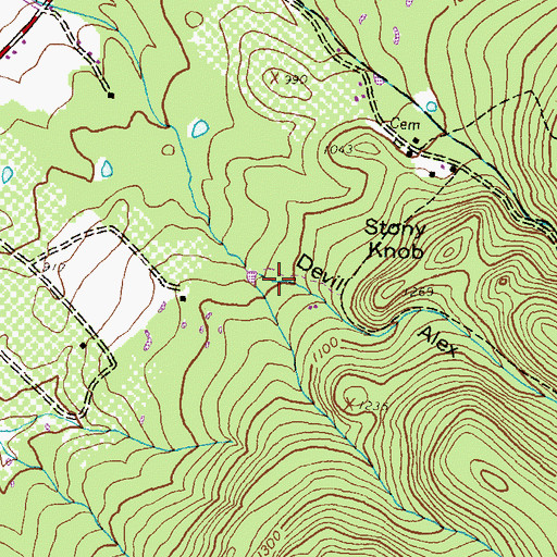 Topographic Map of Devil Alex Hollow, PA