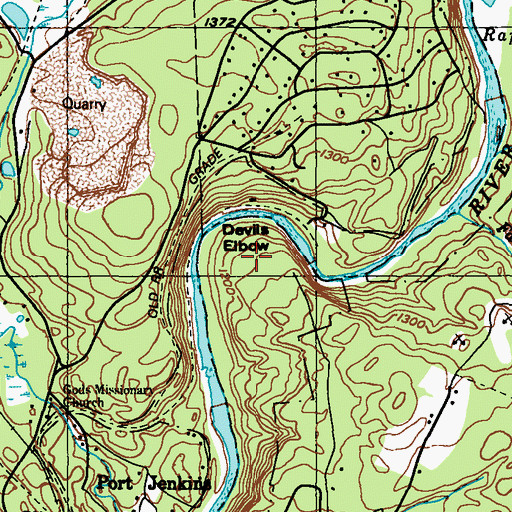 Topographic Map of Devils Elbow, PA