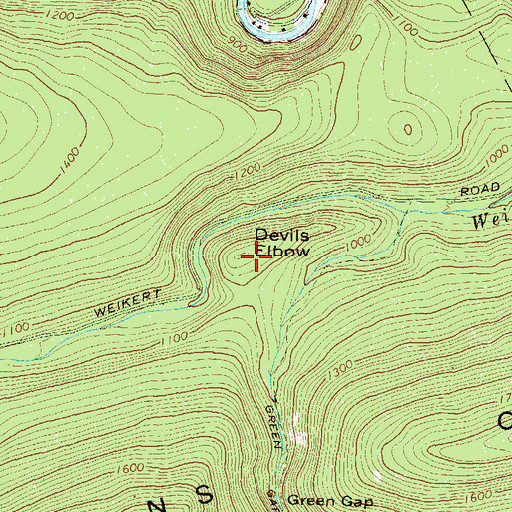 Topographic Map of Devils Elbow, PA