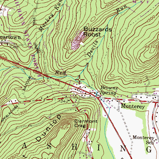 Topographic Map of Devils Run, PA