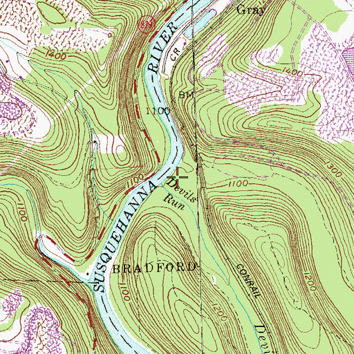 Topographic Map of Devils Run, PA