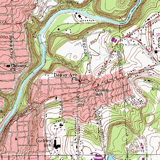 Topographic Map of Dewey Avenue Church, PA