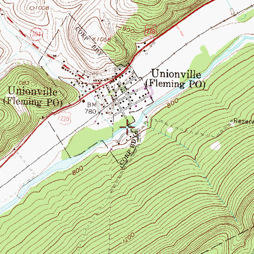 Topographic Map of Dewitt Run, PA