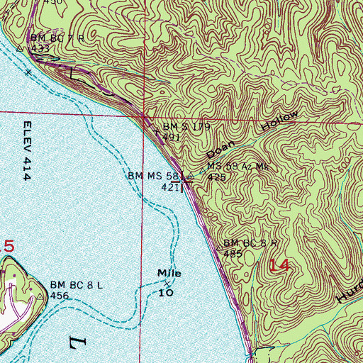 Topographic Map of Doan Hollow, AL