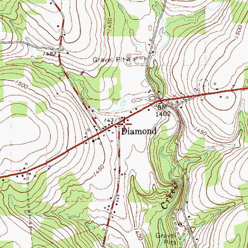 Topographic Map of Diamond, PA