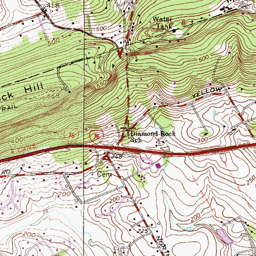 Topographic Map of Diamond Rock School, PA
