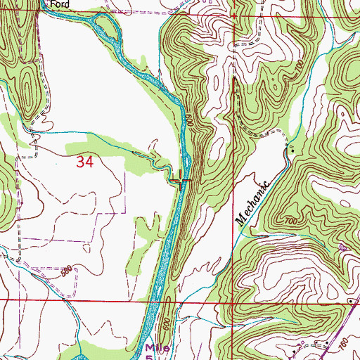 Topographic Map of Dobbins Branch, AL