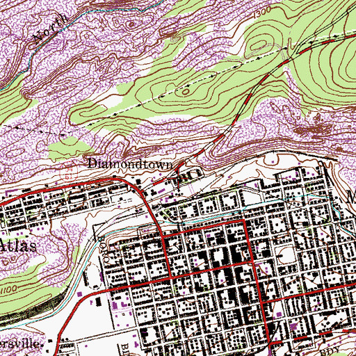 Topographic Map of Diamondtown, PA