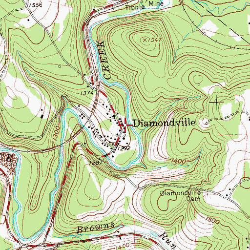 Topographic Map of Diamondville, PA